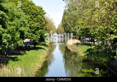 Den Canale Grande ist einer der Kanäle, die Dublin im Osten Irlands mit dem Fluss Shannon im Westen, Foto 4. Juni 2013 zu verbinden. Die Hauptleitung des Grand Canal ist schiffbar. Von 1804 bis 1960 wurde der Kanal durch Handel Boote genutzt. Heute lädt der Treidelpfad entlang der gesamten Länge des Canale Grande Banken für einen Spaziergang. Foto: Frank-Baumgart Stockfoto