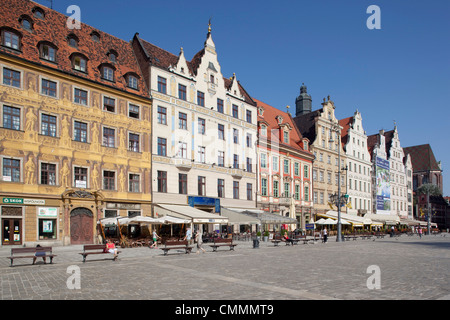 Farbenfrohe Architektur, Marktplatz, Altstadt, Breslau, Schlesien, Polen, Europa Stockfoto