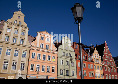 Farbenfrohe Architektur, Marktplatz, Altstadt, Breslau, Schlesien, Polen, Europa Stockfoto