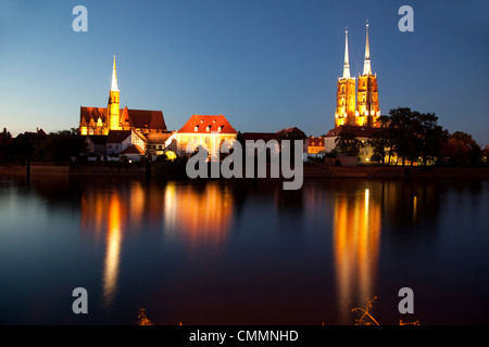 Kathedrale und Fluß Odra (River Oder), Altstadt, Breslau, Schlesien, Polen, Europa Stockfoto