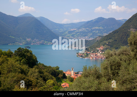 Blick auf den Lago d ' Iseo in der Nähe von Sulzano, Lombardei, italienische Seen, Italien, Europa Stockfoto