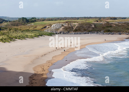 Ein Blick über Broadhaven Beach, West Wales. Stockfoto