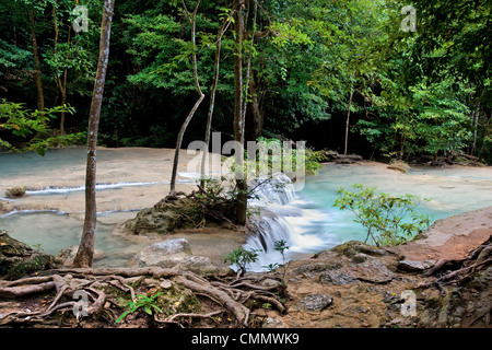 Die schöne Landschaft in den tropischen Wald von Erawan Nationalpark, Provinz Kanchanaburi, Thailand Stockfoto