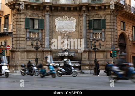 Quattro Canti (vier Ecken), Palermo, Sizilien, Italien, Europa Stockfoto