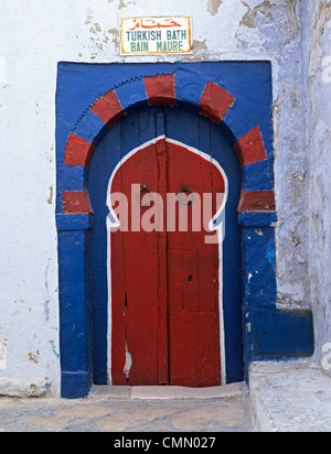 Tor zur türkischen Bädern in der Medina, Hammamet, Cap Bon, Tunesien, Nordafrika, Afrika Stockfoto