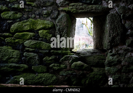 Innenseite der steinerne Scheune und Stein Lintil auf Dartmoor, Landwirtschaft, Architektur, Englisch, Umwelt, Europa, Bauernhof, Landwirtschaft, farml Stockfoto