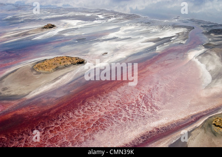 Luftaufnahme des Lake Natron Soda See Variable Ausdehnung im Norden von Tansania Stockfoto