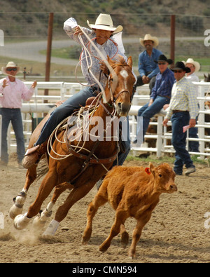 USA, Salmon, Idaho, Tie-Down Abseilen, Highschool-Rodeo Stockfoto