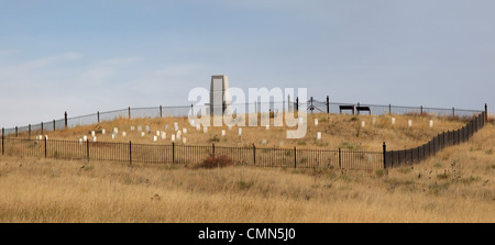 MT, Little Bighorn Battlefield National Monument Grabsteine auf Last Stand Hill; Lieutenant Colonel George Armstrong Custer, 25. Juni 1877 Stockfoto