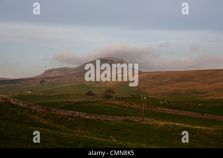 Cloud-streaming über den Gipfel des Pen-y-Gent Ribblesdale North Yorkshire England Stockfoto