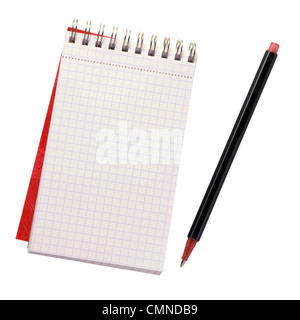 Blank notebook and pen Stockfoto