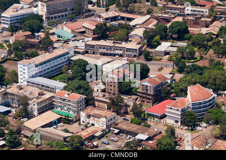 Moshi Stadt Zentrum Luftbild, Kilimanjaro-Region, Tansania Stockfoto