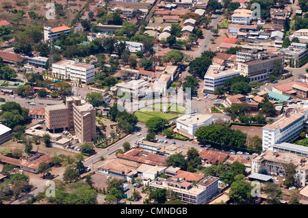 Moshi Stadt Zentrum Luftbild, Kilimanjaro-Region, Tansania Stockfoto