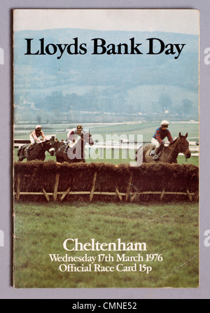 Cheltenham Festival Rennkarte 1976 Stockfoto