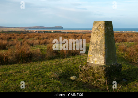 Dunnet Head aus der trigonometrischen Punkt auf dem Gipfel des Hügels Rigifa ", in der Nähe von Mey, Thurso, Caithness, Schottland, UK Stockfoto