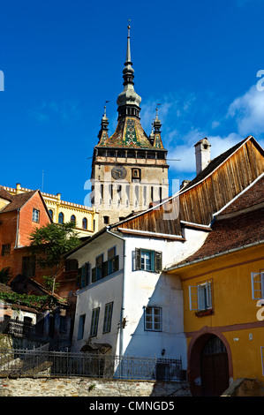 Mittelalterlichen Uhrturm & Tor von Sighisoara/Schäßburg sächsischen befestigte mittelalterliche Zitadelle, Siebenbürgen, Rumänien Stockfoto