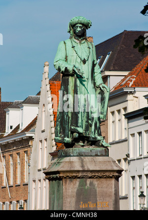 Statue von Jan Van Eyck, Brügge, Belgien Stockfoto