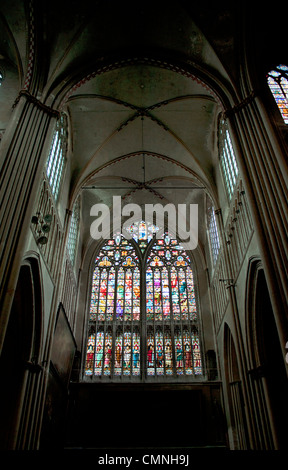 Glasfenster, Kathedrale St. Salvator, Brügge Stockfoto