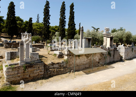 Kerameikos. Athen. Griechenland. Blick auf die Straße der Gräber auf dem Kerameikos-Friedhof wurde der größte Friedhof in Athen Stockfoto