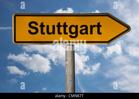 Detail-Foto von einem Schild mit der Aufschrift Stuttgart, Baden Württemberg, Deutschland, Europa Stockfoto