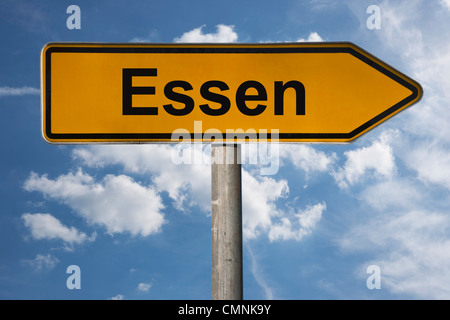 Detail-Foto der ein Schild mit der Aufschrift Essen, North Rhine-Westphalia, Germany, Europa Stockfoto