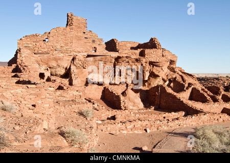 Indianische Ruinen am Wupatki National Monument, gelegen in Nord-Zentral-Arizona, in der Nähe von Flagstaff. Stockfoto