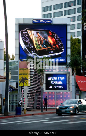 Elektronische Plakatwerbung auf dem Sunset Strip Stockfoto