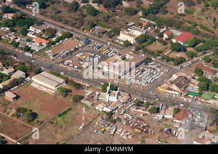 Moshi Stadt Zentrum Luftbild, Kilimanjaro-Region, Tansania Stockfoto