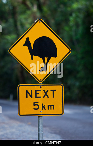 Kasuar Kreuzung Zeichen.  Daintree Nationalpark, Daintree, Queensland, Australien