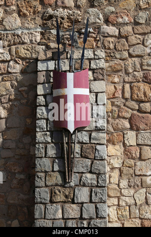 Templer Schild auf der Steinmauer, Les Arcs sur Argent Var Frankreich Stockfoto