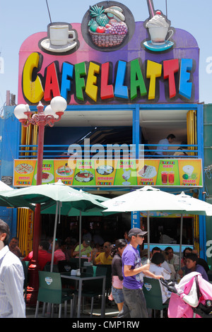 Arica Chile, Paseo Peatonal 21 de Mayo, Einkaufspassage, Caffellatte, Straße, Straßencafé, Bistro, zwangloses Essen, lateinamerikanische lateinamerikanische ethnische Immigr Stockfoto