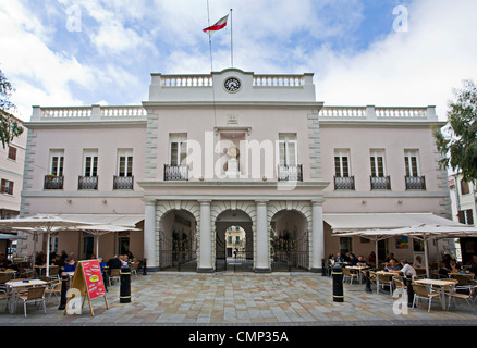 Parlament-Haus, John Mackintosh Square, der Felsen von Gibraltar Stockfoto