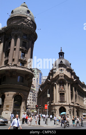 Santiago Chile,Bolsa de Comercio,1917,historisches Börsengebäude,Nationaldenkmal,Emile Jecquier,neoklassische Architektur,Finanzviertel,E Stockfoto