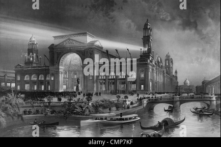 Das elektrische Gebäude an die World Columbian Exposition in Chicago 1892/1893 bei Nacht Stockfoto
