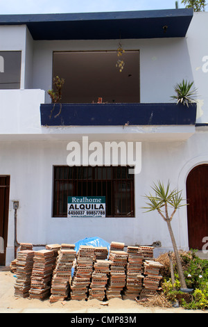 Lima Peru, Barranco District, Calle 28 de Julio, Nachbarschaft, Immobilien, Häuser Häuser Häuser Häuser Häuser Residenz, zwei Stockwerke, unter neuer Baustelle Stockfoto