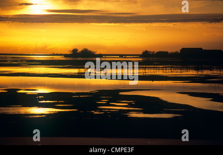 Europa Italien Friuli Venezia Giulia Grado Lagune bei Sonnenuntergang Stockfoto