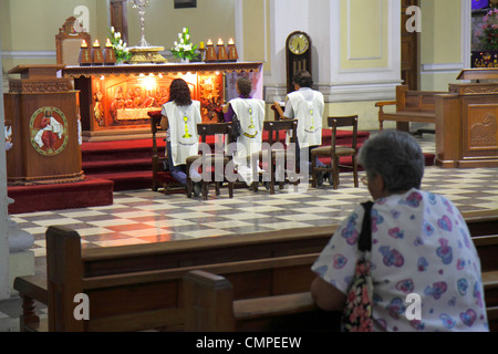 Tacna Peru, Avenida San Martin, La Catedral de Tacna, Kathedrale, Kirche, Katholizismus, Religion, Beten, Knien, Hispanic Latino ethnische Einwanderer immig Stockfoto