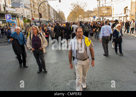 Protest gegen Rassismus und Antisemitismus Schweigemarsch in Paris in Erinnerung an die jüngsten Terroranschläge in Frankreich-Rallye Stockfoto