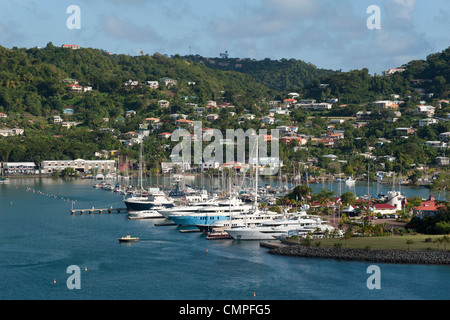 Ein Blick über den Hafen in St. George's, Grenada Stockfoto