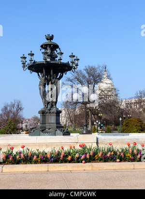 Nahaufnahme von Bartholdi Brunnen und Capitol in Washington DC. Bartholdi starb 1904 Stockfoto