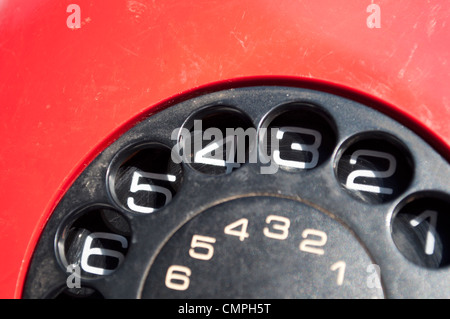 Vintage rotes Telefon Nahaufnahme Stockfoto