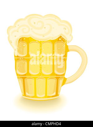 Schaumige kaltes Bier in einem Becher. Isoliert auf weißem Hintergrund. Stockfoto