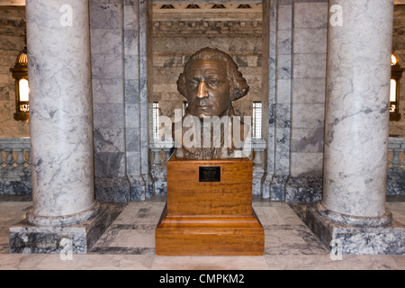 Bronze-Büste von George Washington in Washington State Capitol Gebäude in Olympia Stockfoto