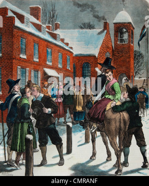 1600S 1660S HOLLÄNDISCHEN SIEDLERN NEW YORK CITY NEW AMSTERDAM ZU SILVESTER TAG ANRUFE WINTER URLAUB GRUß Stockfoto