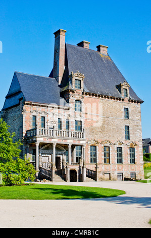 Außenseite des 17. Jahrhundert Chateau Montgommery in Ducey, Frankreich. Stockfoto