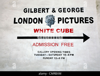 Melden Sie für Gilbert & George Ausstellung im White Cube Gallery, Bermondsey, London Stockfoto