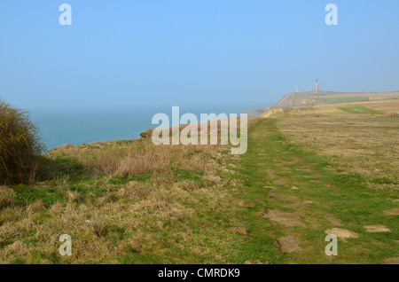 Weg an der Steilküste in Richtung Cap Gris-Nez, Frankreich Stockfoto