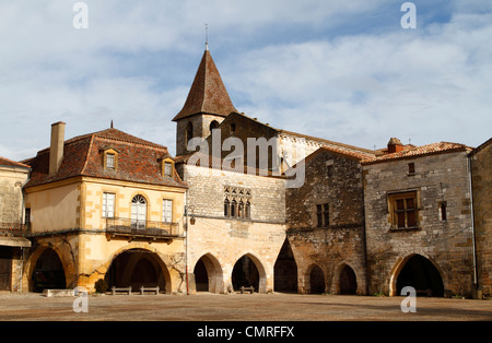 Place de Monpazier eines 150 schönsten Dörfer in Frankreich Stockfoto