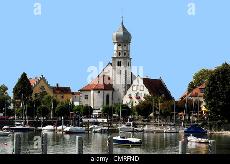 Pfarrkirche St. Georg Wasserburg am Bodensee. Stockfoto