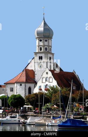 Pfarrkirche St. Georg Wasserburg am Bodensee. Stockfoto